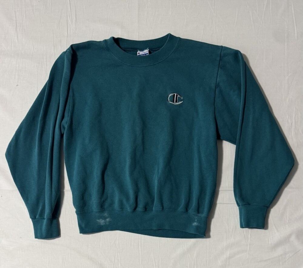 VTG Champion Crewneck Green sweatshirt - Size Youth Large (14-16)